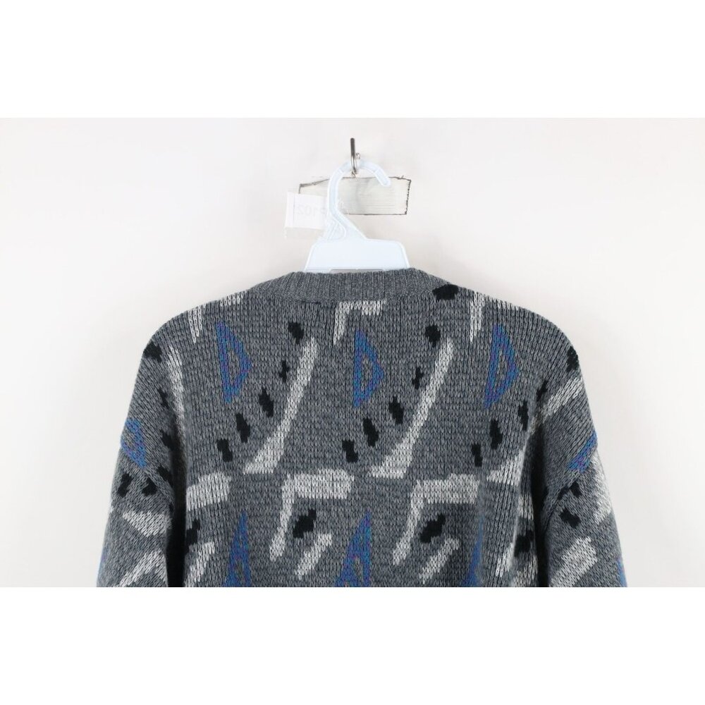Vintage 90s Coogi Style Womens Large Abstract Geometric Knit Grandma Sweater - Picture 7 of 8